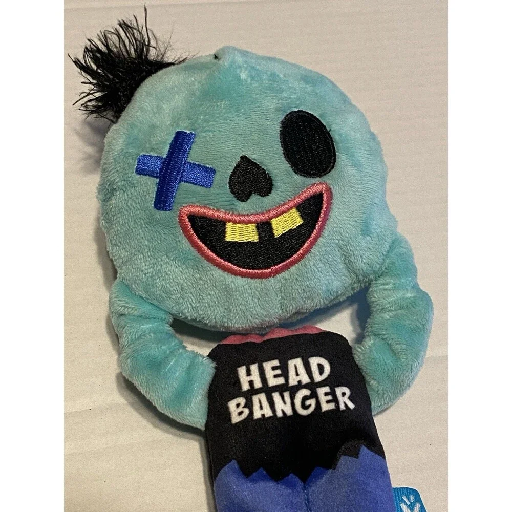 Bark Box Dog Toy Hank Headbanger Zombie Squeaker Plush Interactive Toy Monster